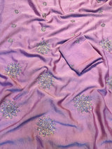 Fancy Crush Fabric Saree with Handwork Butti C Pallu and Running Blouse