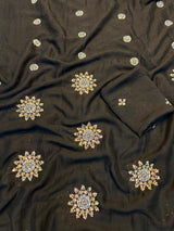 Fancy Crush Fabric Saree with Handwork Butti C Pallu and Running Blouse