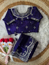 Soft Satin Embroidered Saree with Sequins Jari Work & Scallop Border Designer Stitch Blouse