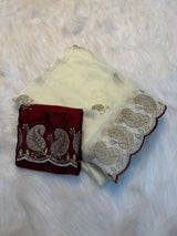 Elegant Space Silk Embroidered Saree with Sequins Bits Work Blouse