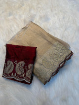 Elegant Space Silk Embroidered Saree with Sequins Bits Work Blouse