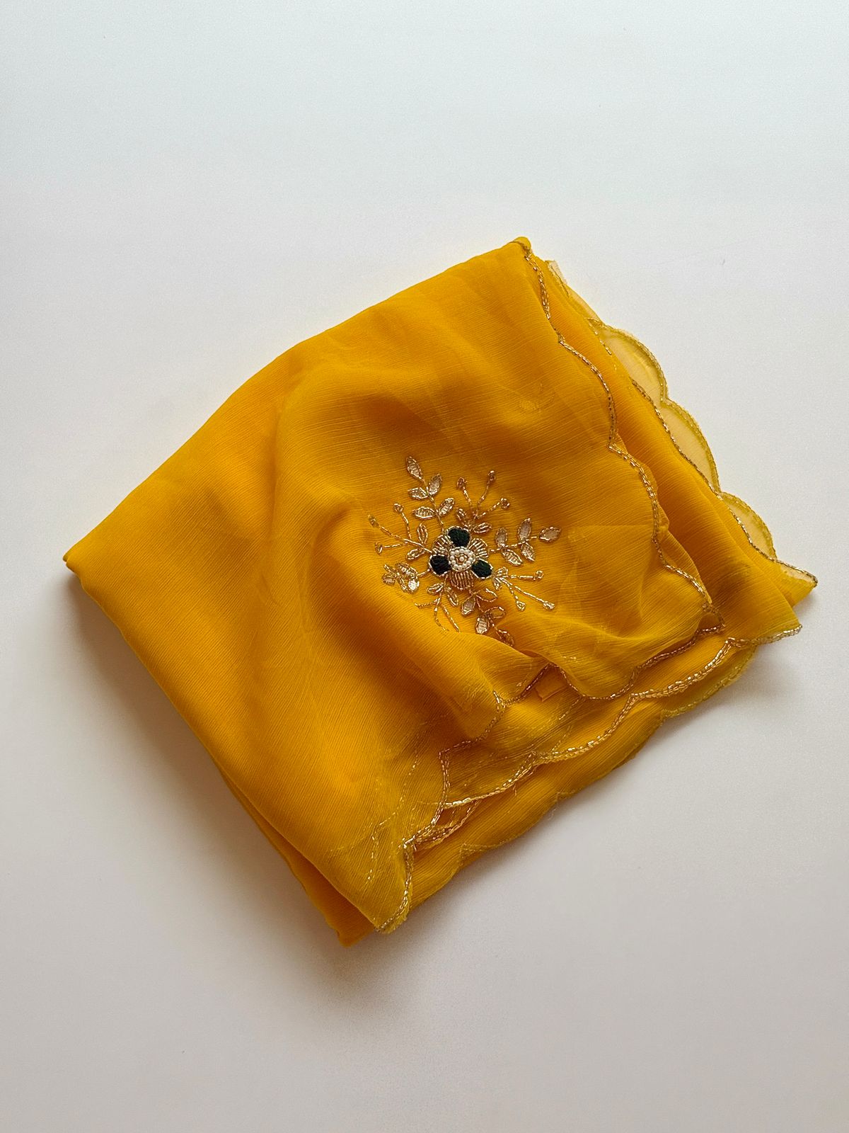 Premium Pure Chiffon Handmade Saree with Patch Work & Designer Handwork Blouse