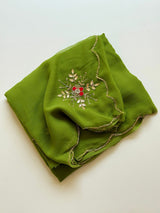 Premium Pure Chiffon Handmade Saree with Patch Work & Designer Handwork Blouse