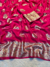 Designer Georgette Saree with Rich Zari Border and Running Viscose Blouse