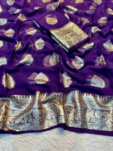Designer Georgette Saree with Rich Zari Border and Running Viscose Blouse
