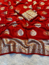 Designer Georgette Saree with Rich Zari Border and Running Viscose Blouse