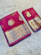 Designer Georgette Saree with Rich Zari Border and Running Viscose Blouse