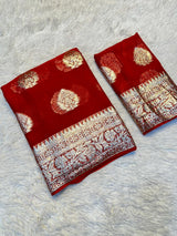 Designer Georgette Saree with Rich Zari Border and Running Viscose Blouse