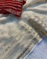 Elegant Georgette Saree with Rich Zari Weaving & Running Viscose Blouse | Festive Ethnic Wear  Soft Georgette Saree with Foil Butti Work & Designer Border | Traditional Party Wear Saree for Women