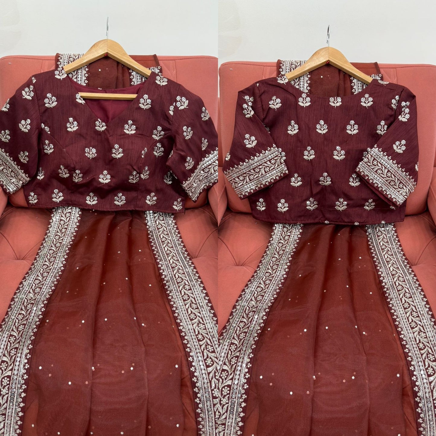 Party Wear Organza Silk Saree with Sequins Work and Designer Blouse