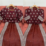 Party Wear Organza Silk Saree with Sequins Work and Designer Blouse