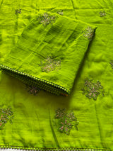 Boutique Handwork Dual Tone Space Silk Saree with Sequins Work & Designer Blouse