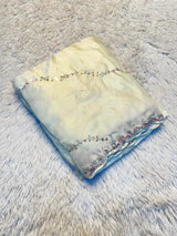 Premium Fandy Satin Silk Saree with All Over Beads Handwork & Designer Blouse