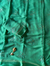 Pure Viscose Georgette Saree with Floral Embroidery Butta & Satin Border