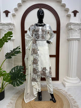 Premium JMC Silk Thread Work Kurti Pant Dupatta Set | Festive Wear