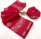 Premium Binny Crepe Printed Saree | Katha Work & Zari Border Ethnic Wear
