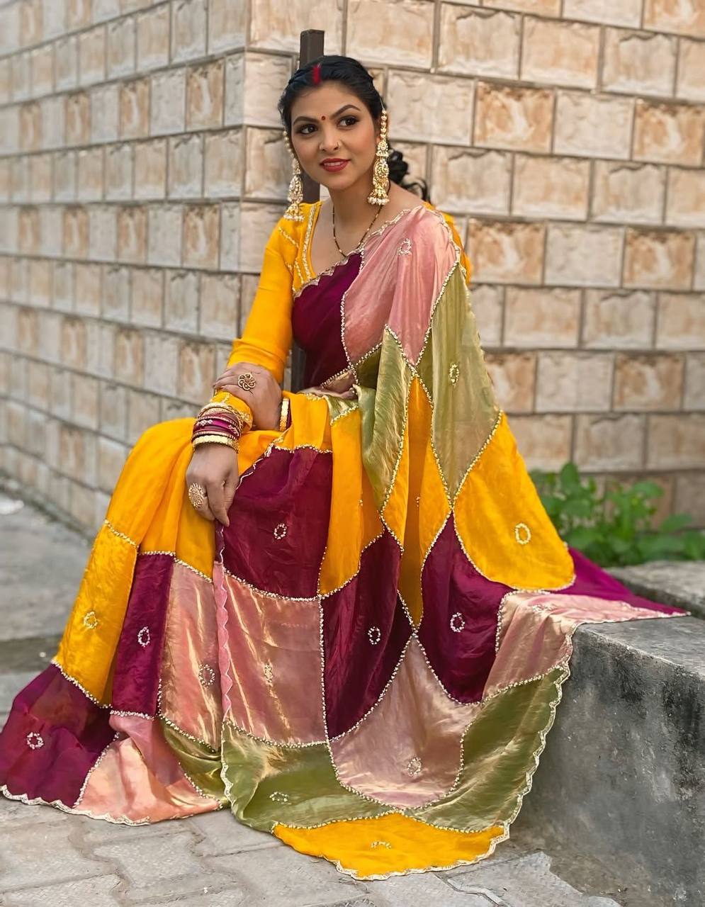 Viral Instagram Trending Soft Shine Space Silk Saree with Silver Cut Dana Handwork