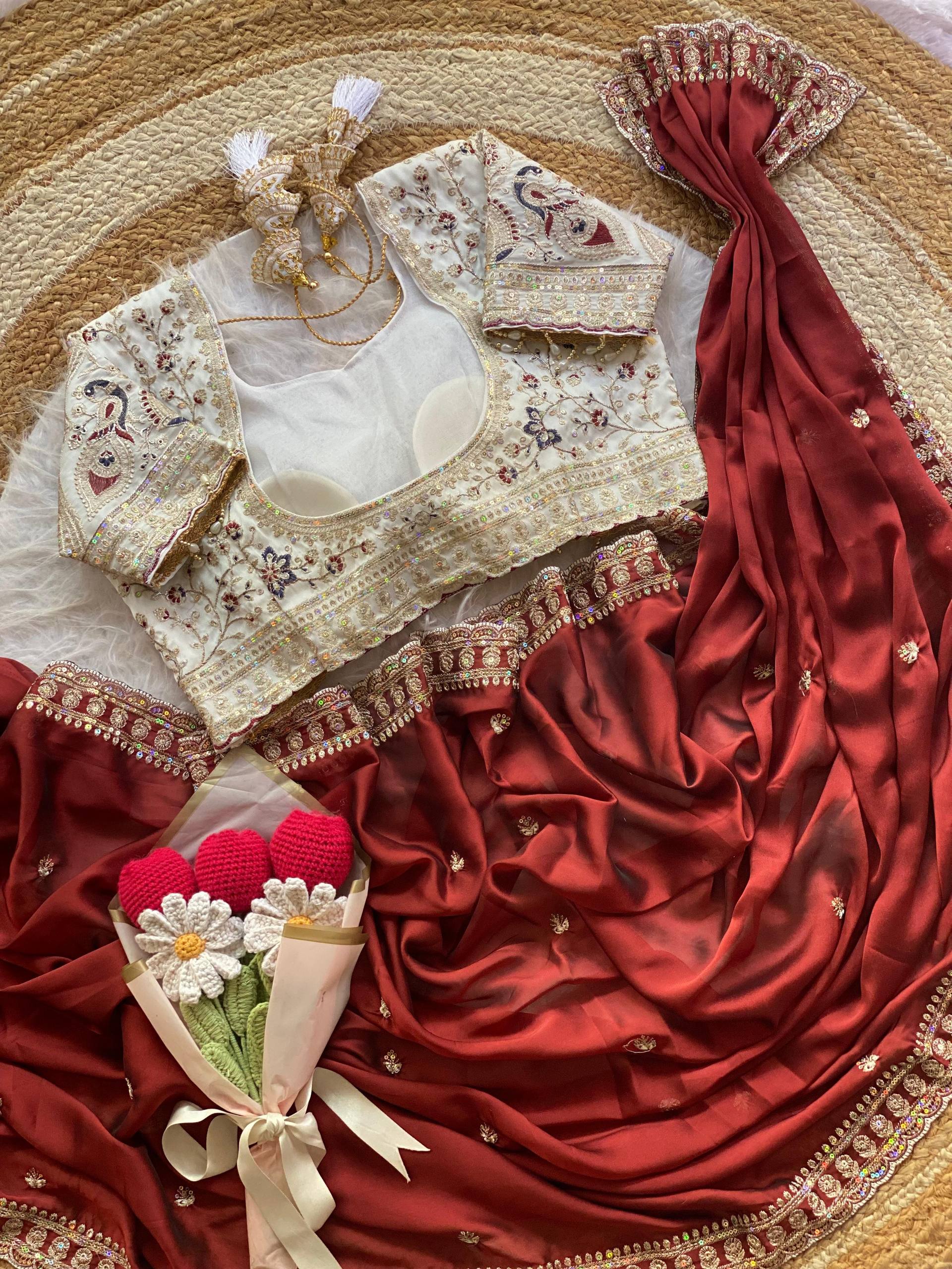 Premium Rangoli Silk Saree with Thread Sequins Jari Work & Designer Blouse