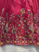 Designer Festive Wear Silk Anarkali Kurta Set with Plazo & Embroidered Dupatta