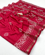 Premium Binny Crepe Printed Saree | Katha Work & Zari Border Ethnic Wear