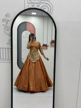 Designer Pure Silk Satin Lehenga Set with Thread & Sequence Embroidery | Fully Stitched Ethnic Bridal Wear