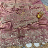 Premium Fendy Satin Designer Saree with Heavy Embroidery & 3mm Sequin Work – Luxury Ethnic Celebration Wear