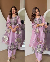 Premium JMC Silk Thread Work Kurti Pant Dupatta Set | Festive Wear