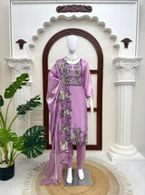 Premium JMC Silk Thread Work Kurti Pant Dupatta Set | Festive Wear