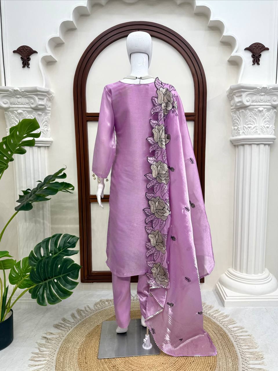 Premium JMC Silk Thread Work Kurti Pant Dupatta Set | Festive Wear