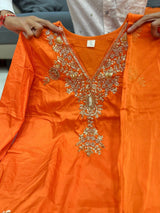 Handwork Mul Chanderi Kurta Sharara Set with Chiffon Dupatta