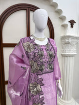 Premium JMC Silk Thread Work Kurti Pant Dupatta Set | Festive Wear