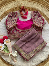 Premium Rangoli Silk Saree with Thread Sequins Jari Work & Designer Blouse