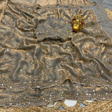 Designer Space Silk Party Wear Saree with Velvet Shine & Gold Cutdana Handwork