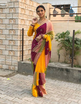Viral Instagram Trending Soft Shine Space Silk Saree with Silver Cut Dana Handwork