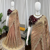 eavy Fendy Silk Party Wear Saree with Intricate Thread Embroidery