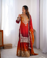 chinon-silk-embroidered-kurti-plazo-set-designer-festive-wear
