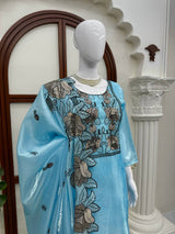 Premium JMC Silk Thread Work Kurti Pant Dupatta Set | Festive Wear