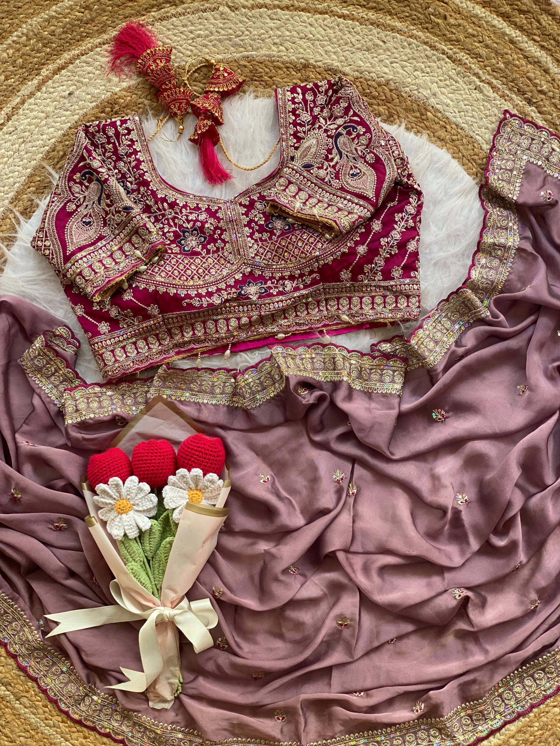Premium Rangoli Silk Saree with Thread Sequins Jari Work & Designer Blouse