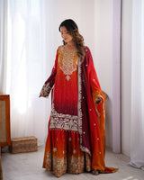 chinon-silk-embroidered-kurti-plazo-set-designer-festive-wear