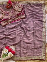 Premium Rangoli Silk Saree with Thread Sequins Jari Work & Designer Blouse
