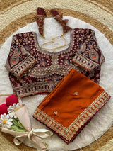 Premium Rangoli Silk Saree with Thread Sequins Jari Work & Designer Blouse