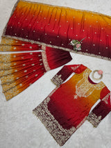 Premium Chinon Silk Embroidered Kurti Plazo Set with Dupatta | Coding Dori, Sequin & Moti Work | Party & Festive Wear