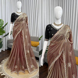 Fendy Silk Saree with Hand-Embroidery Beats  & Sequins Work | Designer Ethnic Wear