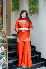 Handwork Mul Chanderi Kurta Sharara Set with Chiffon Dupatta