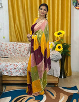 Viral Instagram Trending Soft Shine Space Silk Saree with Silver Cut Dana Handwork