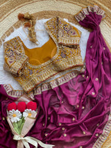 Premium Rangoli Silk Saree with Thread Sequins Jari Work & Designer Blouse