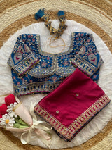 Premium Rangoli Silk Saree with Thread Sequins Jari Work & Designer Blouse