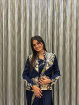 Ready-to-Wear Lehenga Saree Set with Embroidered Koti Jacket and Blouse