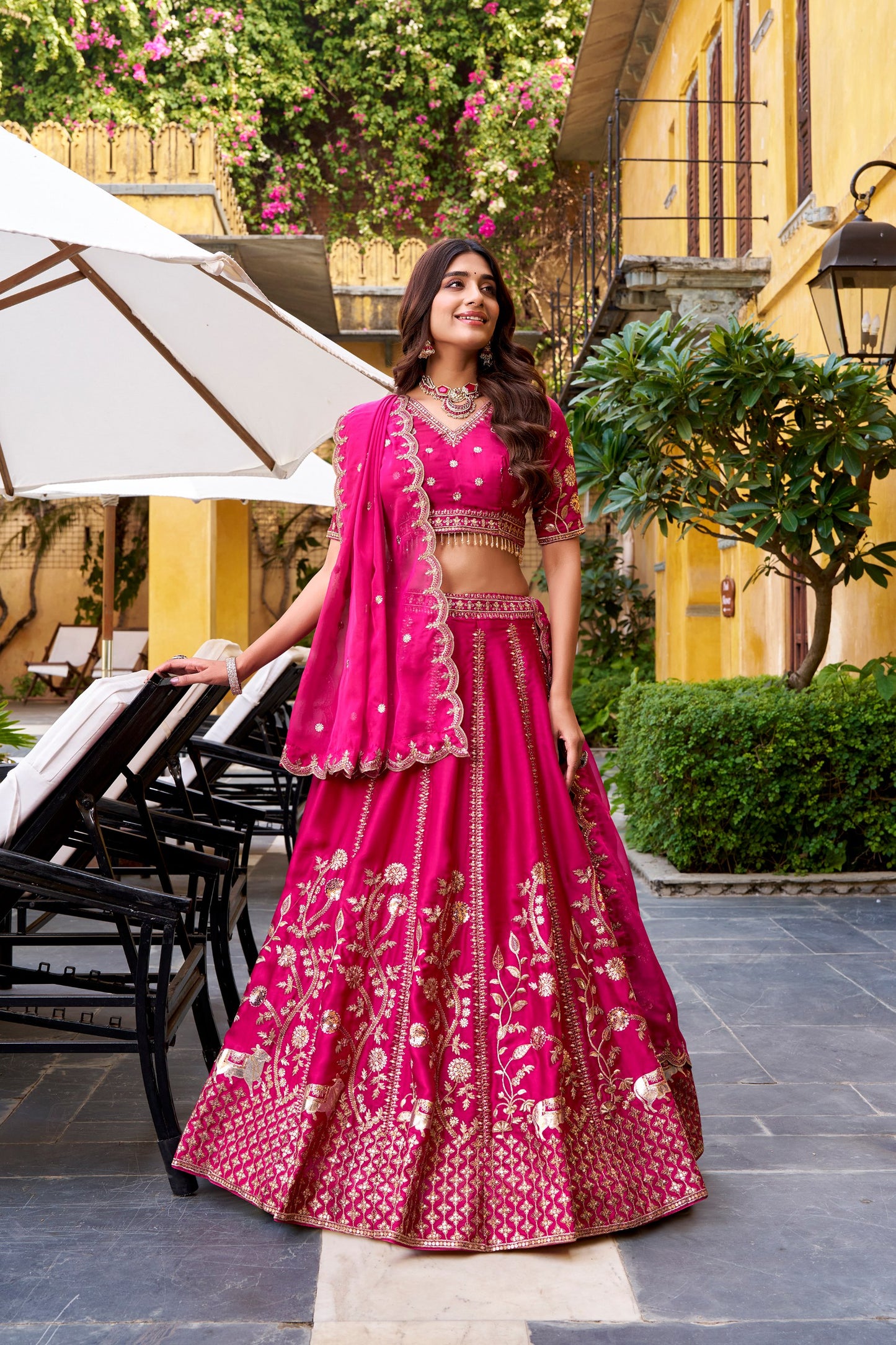 Natural Silk Embroidered Lehenga Choli with Organza Dupatta for Weddings