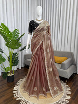 Fendy Silk Saree with Hand-Embroidery Beats  & Sequins Work | Designer Ethnic Wear